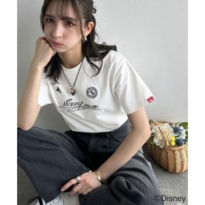 tシャツ 半袖 大人女子必見！　綿100％「ディズニー」サイン風刺繍Tシャツ（半袖） レディース