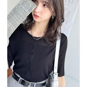 カーディガン 大人のこなれ感。シアーリブニット半袖カーディガン レディース｜ZOZOTOWN Yahoo!店