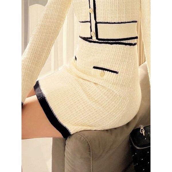 スカート ツイードニットバイカラースカート「セットアップ着用可能」