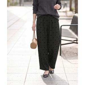 ワイドパンツ パンツ フロッキードットワイドパンツ レディース