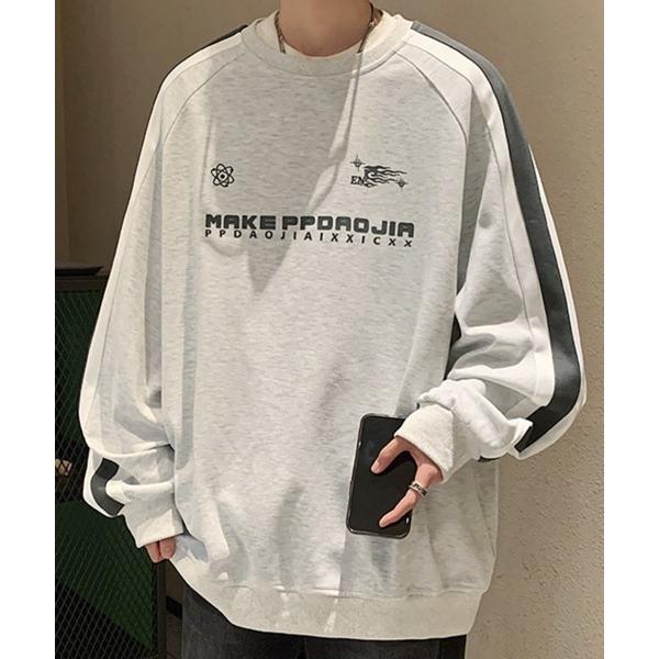 トレーナー スウェット 「NOWLE」ビッグシルエット サイドライン ラグラン ゲーム スウェット ...