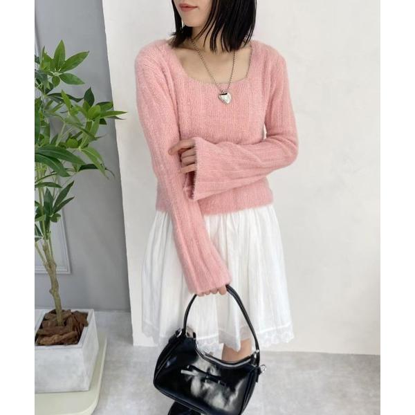 ニット セーター スクエアネックスリムセーター レディース