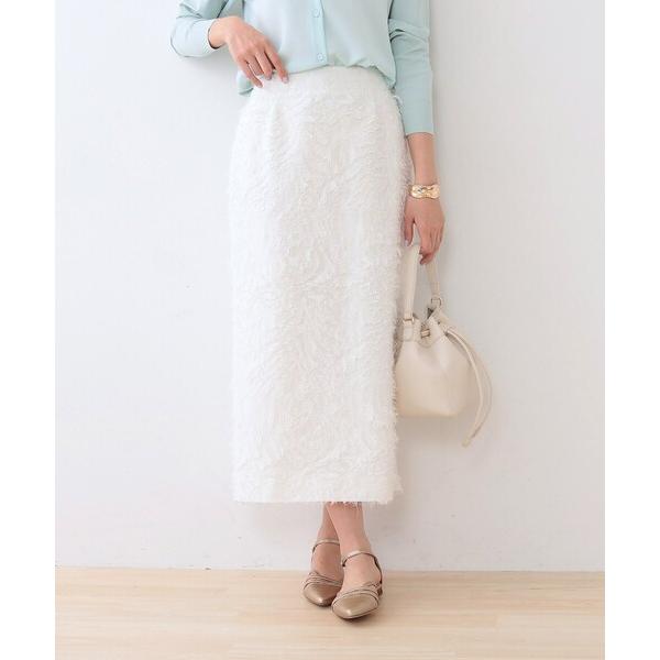 スカート 「スタイルUP」フリンジ調ジャカード ストレートラインスカート