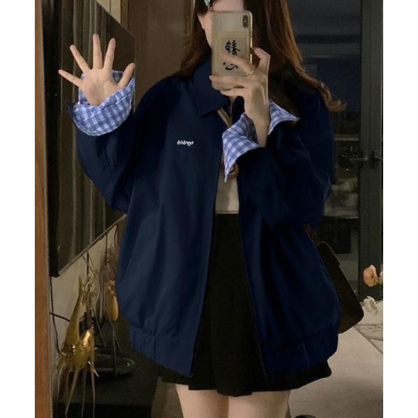 ブルゾン アウター 「2WAY」リバーシブル　無地/チェック柄ブルゾン レディース