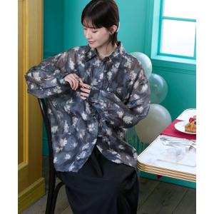 ブラウス シャツ 「forksy.」「オケージョン対応」シアー フラワージャガード オーバーサイズシャツ レディース