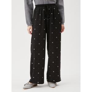 パンツ ビジュー付きイージーパンツ レディース