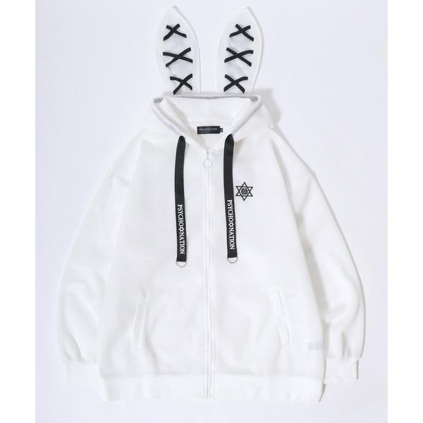 パーカー PSYCHO NATION（サイコネーション）うさ耳メッシュ ジップアップパーカー メンズ...