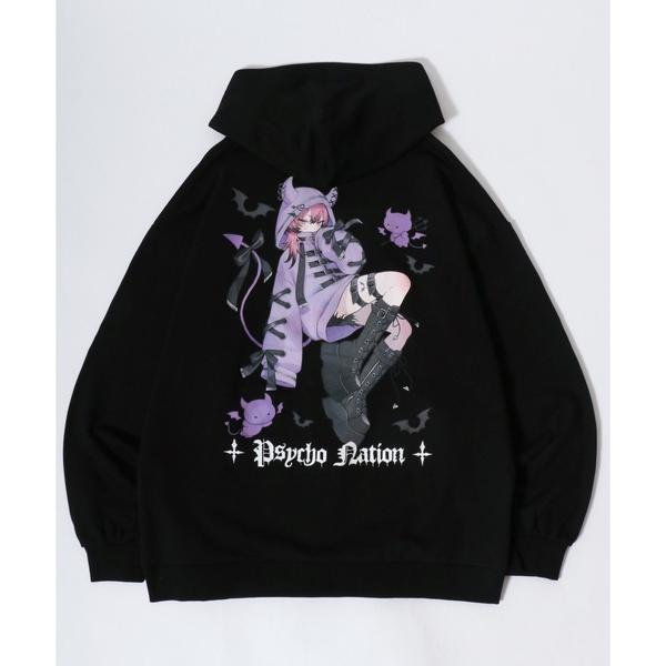 パーカー PSYCHO NATION（サイコネーション）寝田ルネコラボ イラストバックプリント スウ...