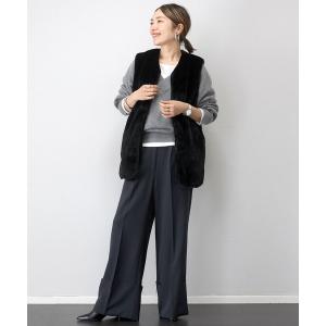 ベスト ジレ サイドポケットフェイクファーベスト レディース