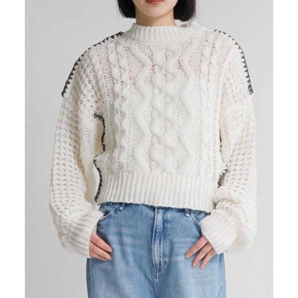 ニット セーター 「ARC」ケーブルハイネックプルオーバー レディース