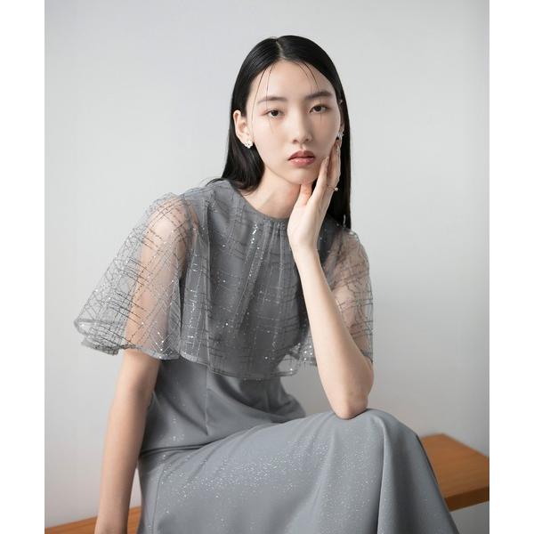 ドレス 「LEJA」チェックスパンコールボレロラメマーメイドフレアドレスワンピース 2点セット 美脚...