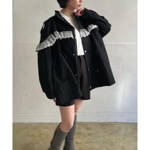 ブルゾン アウター レースフリルルーズモッズブルゾン レディース
