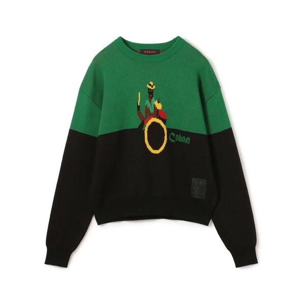 セーター ニット CABaN コットンカシミヤジャカード JAZZ DRUM クルーネックプルオーバ...