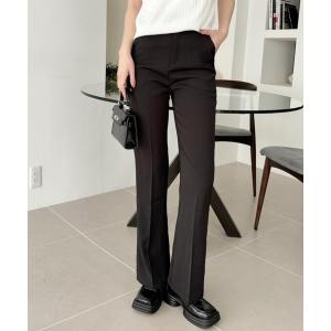 スラックス パンツ 「Eclat one」センタープレス ベーシック セミフレアパンツ レディース