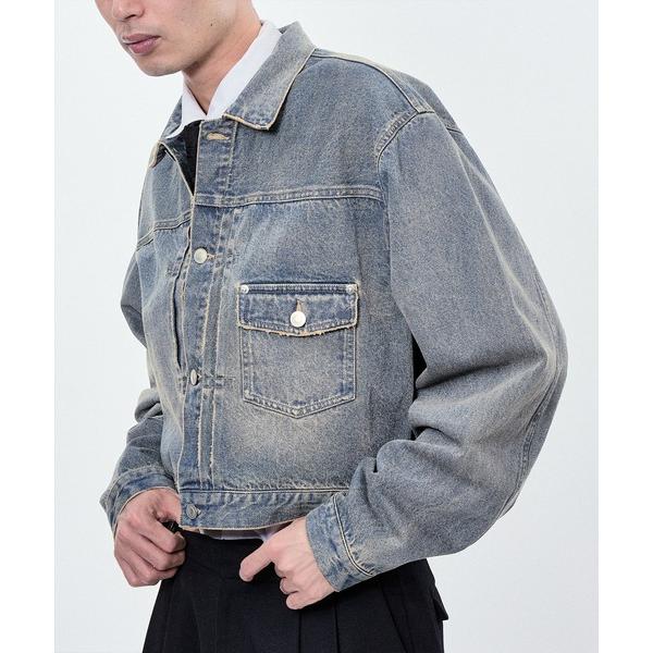 デニムジャケット gジャン WASHED DENIM CROPPED JACKET レディース