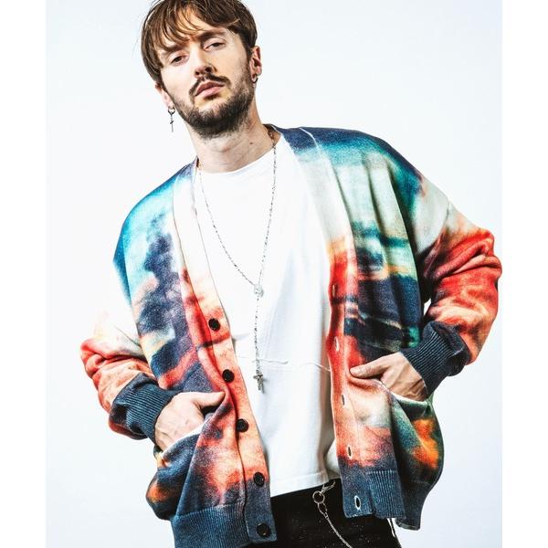 カーディガン 「NO ID.」Sunrise Print Knit Cardigan / Sunri...