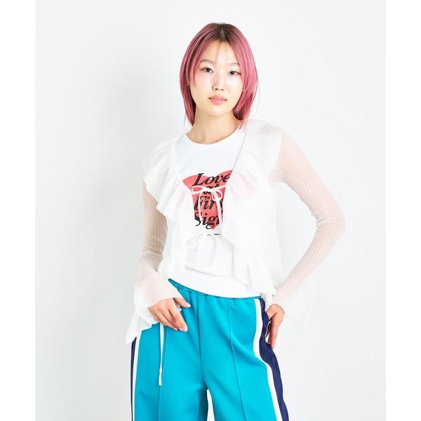 カーディガン シアーマーメイドラッフルカーディガン レディース