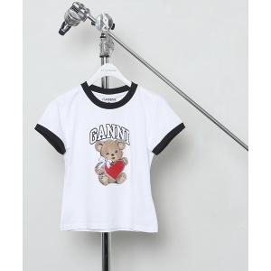 GANNI ハート刺繍 半袖Tシャツ ホワイト S GANNI ガニー 半袖 T
