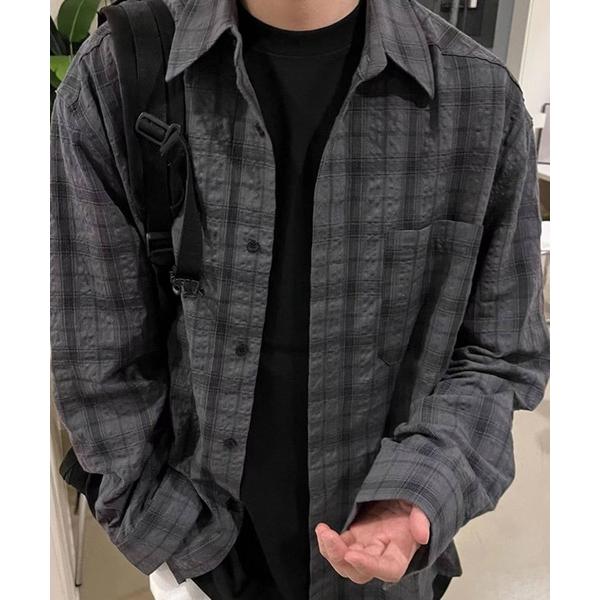 シャツ サッカーチェックルーズシャツ メンズ レディース