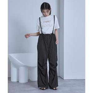 パンツ サスペンダー付きパラシュートパンツ レディース