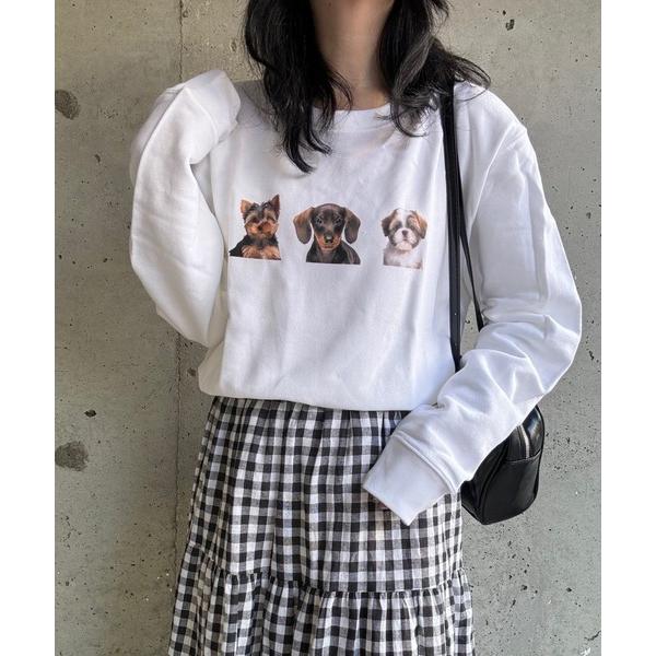 トレーナー スウェット 「軽量」DOGプリントスウェット トレーナー レディース