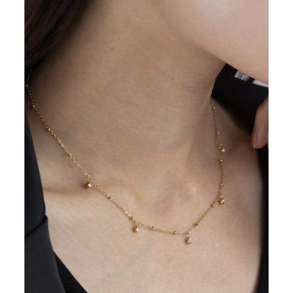 ネックレス 金属アレルギー対応  ドットチェーン ジルコニアモチーフネックレス レディース