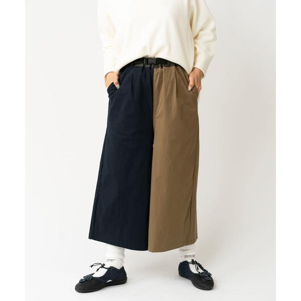 パンツ ストレッチヘリンボーンワイドパンツ レディース