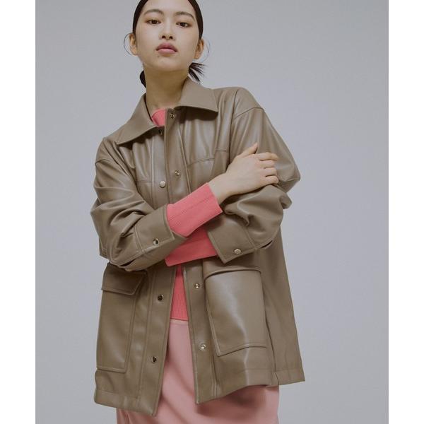 ブルゾン アウター フェイクレザーシャツジャケット レディース