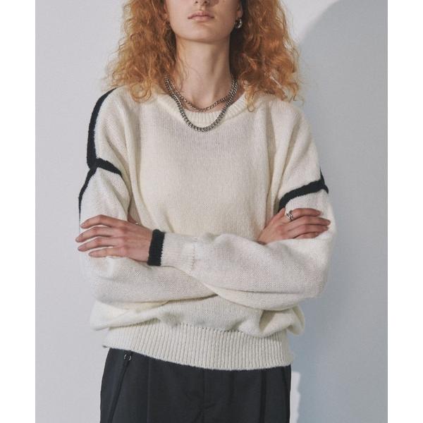 ニット セーター バイカラーラインニット レディース