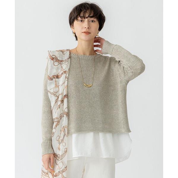 ニット セーター 「洗える」ブライトリリーヤーン クルーネック ニット レディース