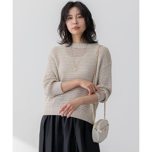 ニット セーター 「洗える」スパングル ボートネック ニット レディース