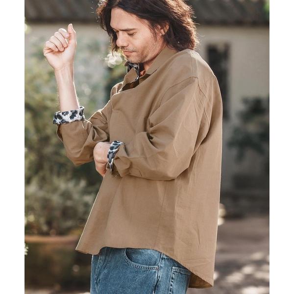 シャツ ms5947-Silky Cotton Linen Leopard Accent Skipp...