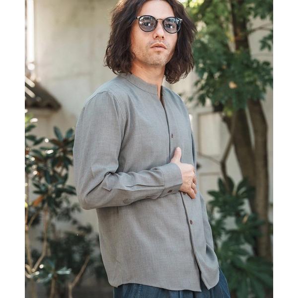 シャツ ms5961-リネンライクシャンブレーストレッチスキッパーシャツ メンズ