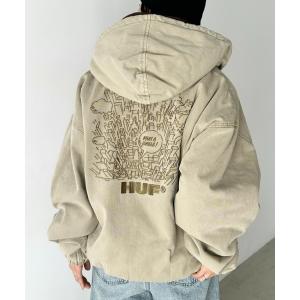 パーカー HUF(ハフ)/WHAT A JUNGLE DENIM WORK JACKET/ルーズフィット ワーク フーデットジャケット デニムジャケッ