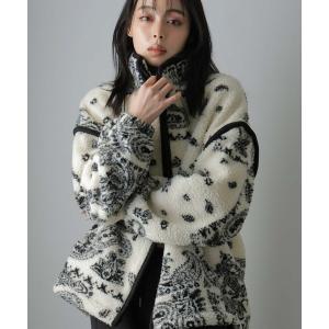 コート アウター ペイズリー柄フリースジャケット レディース