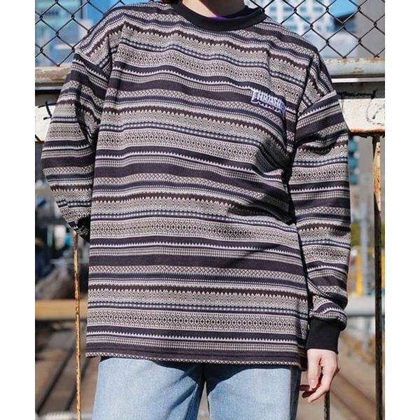 tシャツ Jacquard Border L/S T-SHIRTS/スラッシャー長袖ボーダーロンT ...