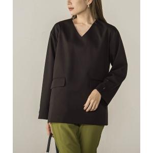 ブラウス シャツ 梳毛調合繊Vネックプルブラウス「セットアップ対応/洗濯機で洗える」 レディース