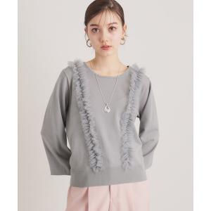 ニット セーター 「トレンド/大人フェミニン」前後チュールニット レディース