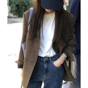 ジャケット テーラードジャケット ウールライクチェックテーラードジャケット レディース