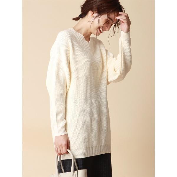 ニット セーター オーバーサイズVネックニット 長袖 ハンドウォッシュ アクリルウール 無地 レディ...