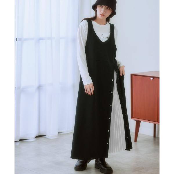 ジャンパースカート 「大きいサイズ」 やわらか素材プリーツデザインジャンパースカート