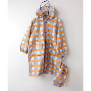 レインコート カッパ レトロフラワー・アートチェックレインコート キッズ 子供 男の子 女の子