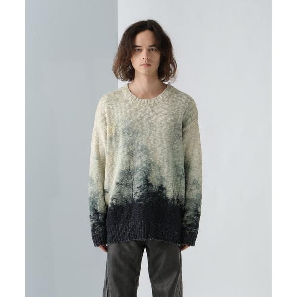 セーター ニット スラブプリントニットプルオーバー(HARE) メンズ