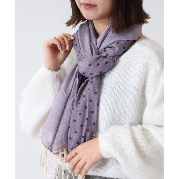ストール マフラー Ree＆Mee ドット 水玉柄 フリンジ ストール メンズ レディース