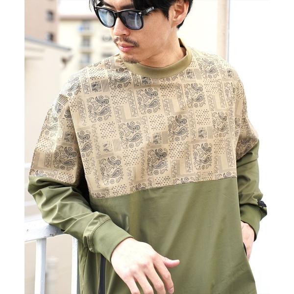 トレーナー スウェット (RM)「LUXE/R GOLF」ストレッチ クロス ペイズリー柄 バイカラ...