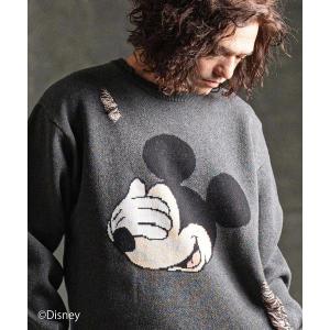 セーター ニット mn3086- Jacquard cotton fabric sweater-Mickey Mouse- ニット メンズ レディース