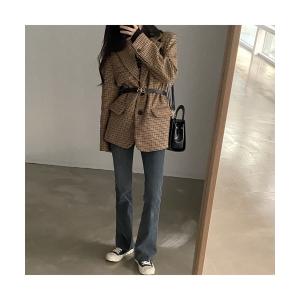 ジャケット テーラードジャケット 「韓国ファッション」ウールライクチェックジャケット レディース