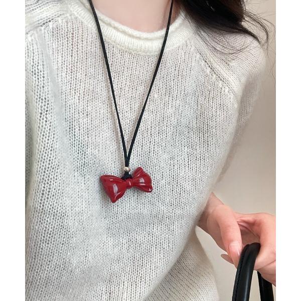 ネックレス ハート＆リボンモチーフ ネックレス レディース