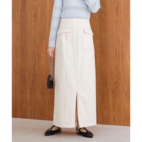 デニムスカート 「S・M・Lサイズ展開」Iラインスリットデニムスカート