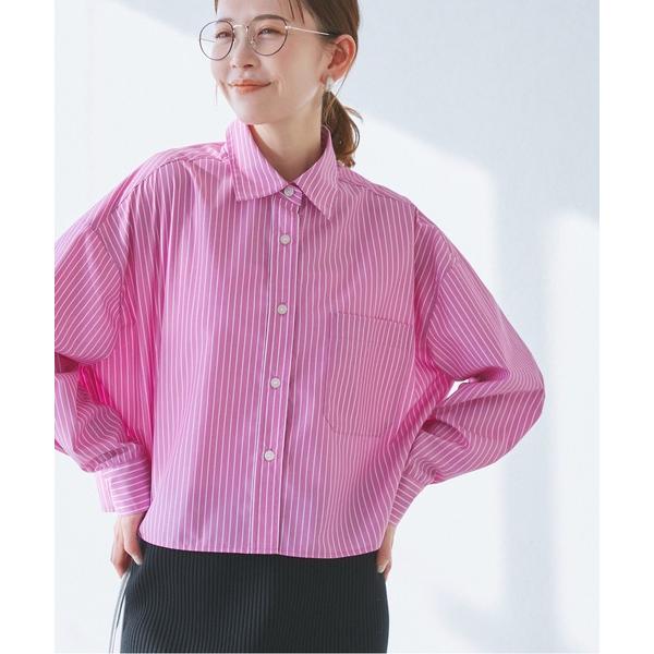 ブラウス シャツ 「花粉ガード・防シワ」クロップドシャツ レディース